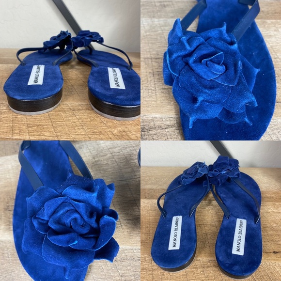 SOLD Manolo Blahnik Patricia Suede Flower Sandal - Picture 5 of 6